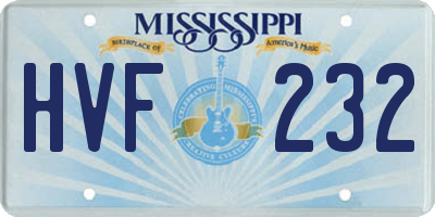 MS license plate HVF232