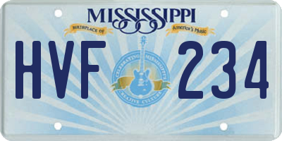 MS license plate HVF234