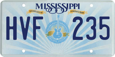 MS license plate HVF235