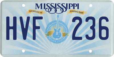 MS license plate HVF236