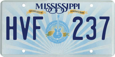 MS license plate HVF237