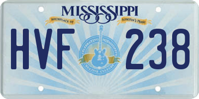 MS license plate HVF238