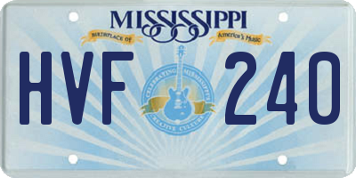 MS license plate HVF240