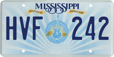 MS license plate HVF242
