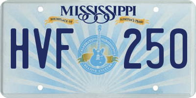 MS license plate HVF250