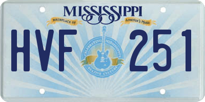 MS license plate HVF251