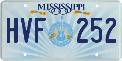 MS license plate HVF252