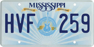 MS license plate HVF259
