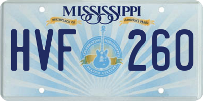 MS license plate HVF260