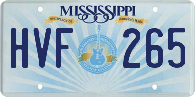 MS license plate HVF265