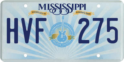 MS license plate HVF275