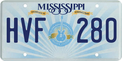 MS license plate HVF280