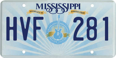 MS license plate HVF281