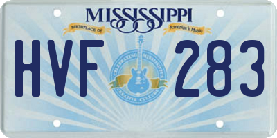 MS license plate HVF283