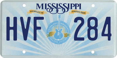 MS license plate HVF284