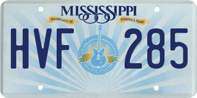 MS license plate HVF285