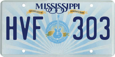 MS license plate HVF303