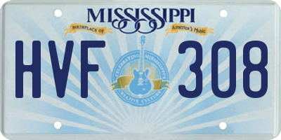 MS license plate HVF308