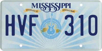 MS license plate HVF310