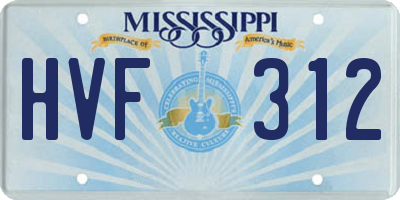 MS license plate HVF312