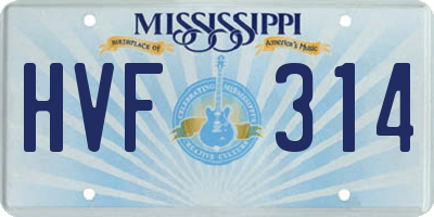 MS license plate HVF314