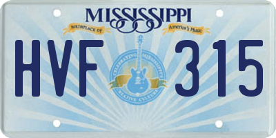 MS license plate HVF315