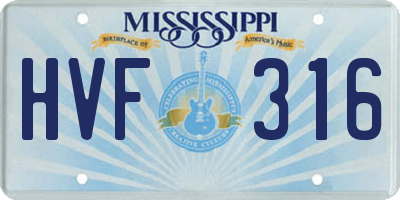 MS license plate HVF316