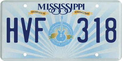 MS license plate HVF318