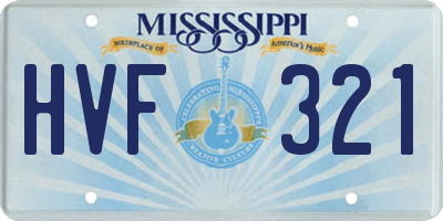 MS license plate HVF321