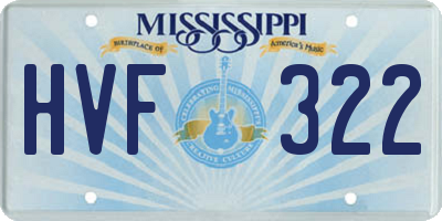 MS license plate HVF322