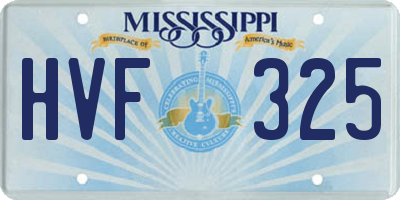 MS license plate HVF325