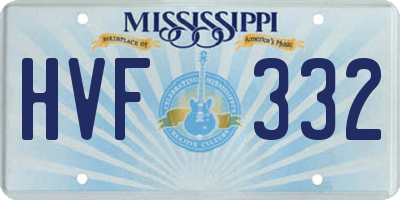 MS license plate HVF332