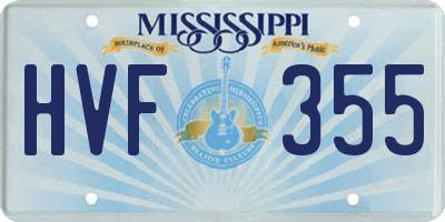 MS license plate HVF355