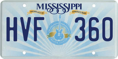 MS license plate HVF360