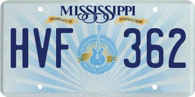 MS license plate HVF362