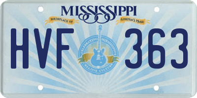 MS license plate HVF363