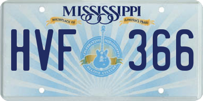 MS license plate HVF366