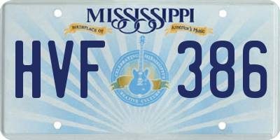 MS license plate HVF386