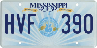 MS license plate HVF390
