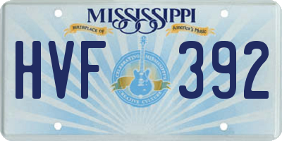 MS license plate HVF392
