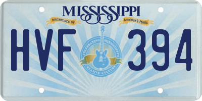 MS license plate HVF394