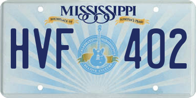 MS license plate HVF402