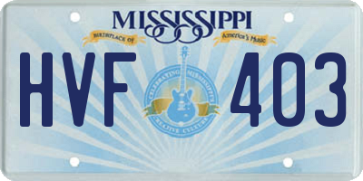 MS license plate HVF403