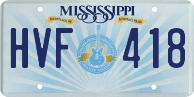 MS license plate HVF418