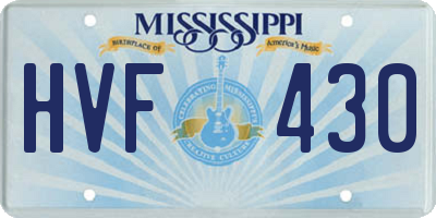 MS license plate HVF430