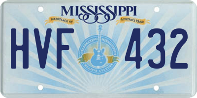 MS license plate HVF432