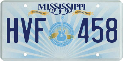 MS license plate HVF458