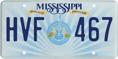 MS license plate HVF467