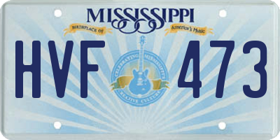 MS license plate HVF473