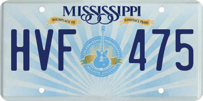 MS license plate HVF475